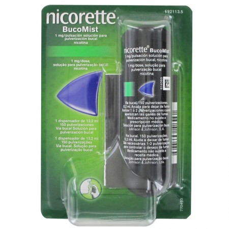 NICORETTE BUCOMIST 1 mg/PULSACION SOLUCION PARA PULVERIZACION BUCAL 1 ENVASE 13,2 ml (150 DOSIS)