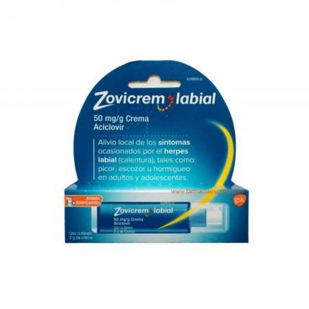 ZOVICREM LABIAL 50 mg/g CREMA 1 TUBO 2 g + BOMBA DOSIFICADORA