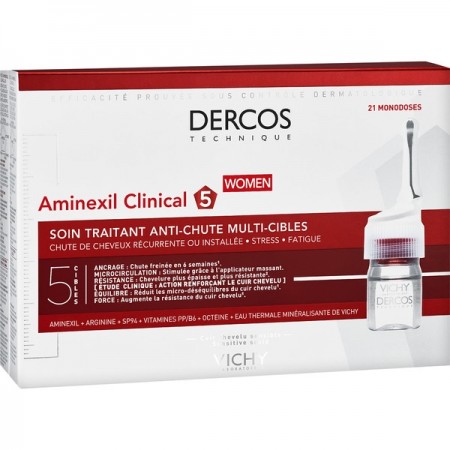 DERCOS AMINEXIL CLINICAL 5 MUJER 6 ML 21 MONODOSIS