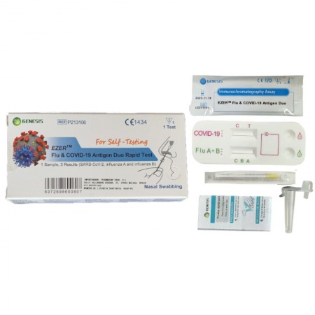 TEST ANTIGENOS DUO NASAL GRIPE A/B COVID-19 EZER GENESIS
